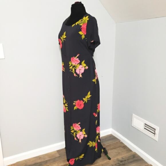 A Pea in The Pod Maternity Black Short Sleeve Scoop Neck Maxi Dress Small - Picture 7 of 12